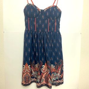 BAND OF GYPSIES Blue Paisley Print Sundress